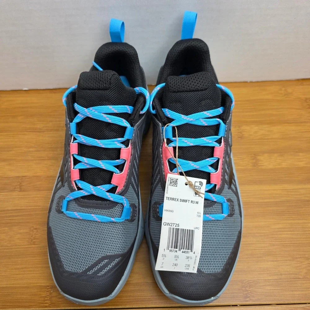 Adidas Terrex Swift R3 Hiking Shoes Grey Black Blue Pink GW2725 Womens 7